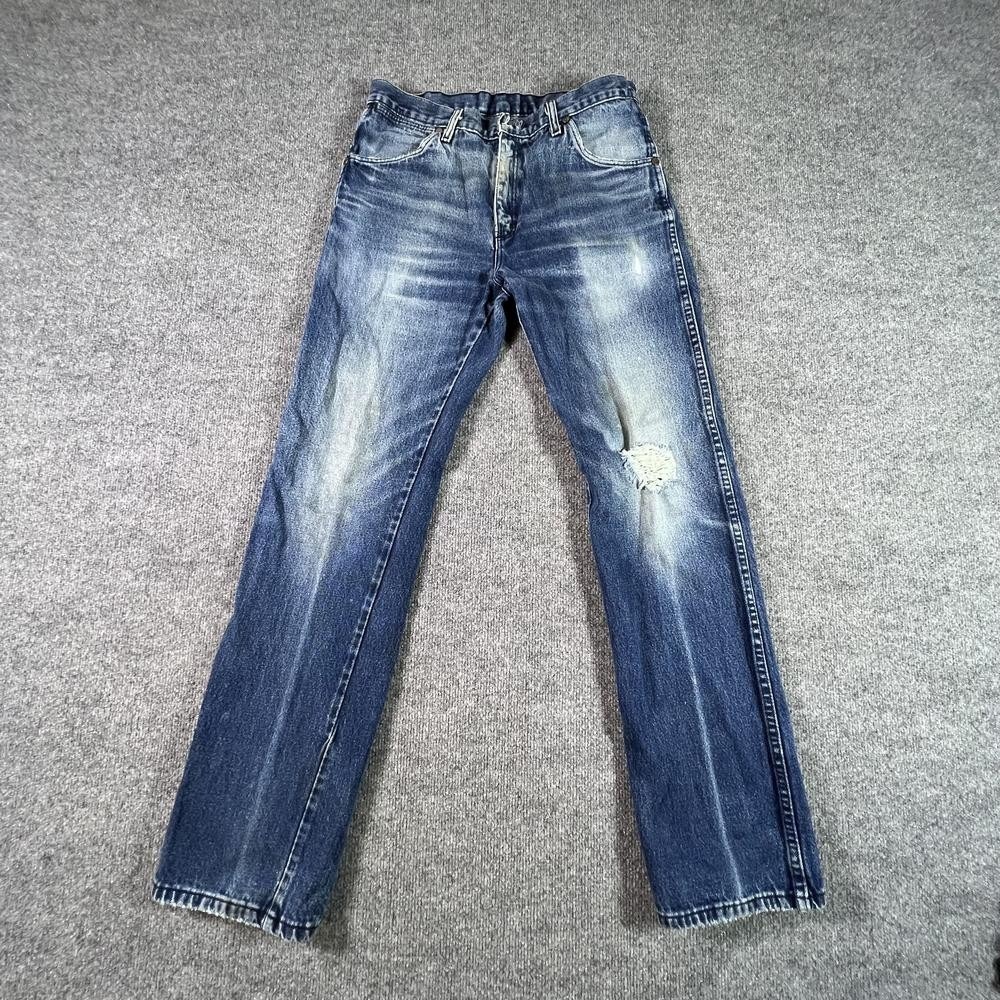 VTG Wrangler Straight Jeans Womens 33x32 Blue Cotton Denim Faded Workwear Travel